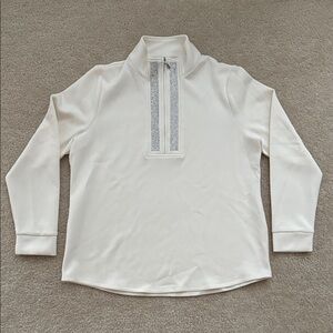 Chico's Cream Long Sleeve Top with Silver Accents